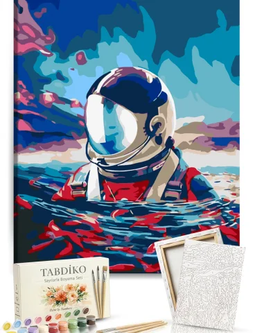 Sayılarla Boyama Seti 40 x 50 cm Tuval Şasesine Gerili Astronot