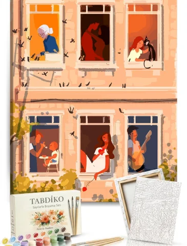 Sayılarla Boyama Seti 40 x 50 cm Tuval Şasesine Gerili Cam Kenarı