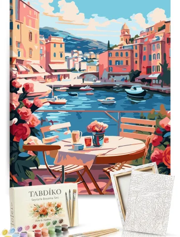 Sayılarla Boyama Seti 40 x 50 cm Tuval Şasesine Gerili Deniz Kenarı