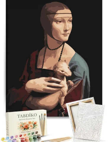 Sayılarla Boyama Seti 40 x 50 cm Tuval Şasesine Gelincik Tutan Kadın