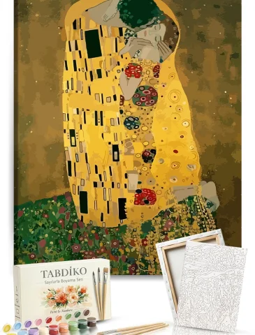 Sayılarla Boyama Seti 40 x 50 cm Tuval Şasesine Gerili Öpücük
