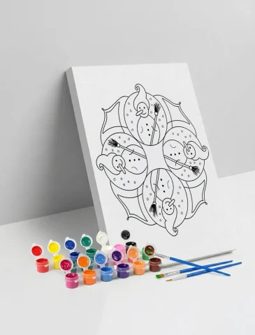 Kardan Adam Desenli Mandala Ahşap Boyama Seti 40x50 cm