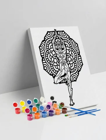 Balerin Desenli Mandala Ahşap Boyama Seti 40x50 cm