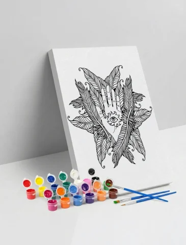 El Desenli Mandala Ahşap Boyama Seti 40x50 cm