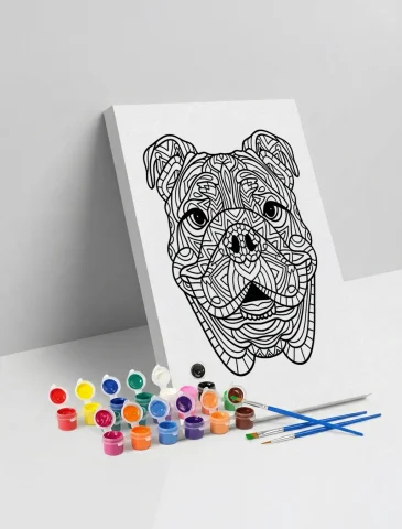 Köpek Desenli Mandala Ahşap Boyama Seti 40x50 cm