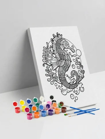 Denizatı Desenli Mandala Ahşap Boyama Seti 40x50 cm