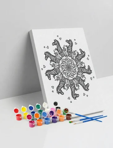 Denizatı Desenli Mandala Ahşap Boyama Seti 40x50 cm