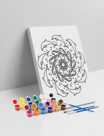 Yunus Desenli Mandala Ahşap Boyama Seti 40x50 cm