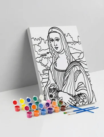 Mona Lisa Desenli Mandala Ahşap Boyama Seti 40x50 cm