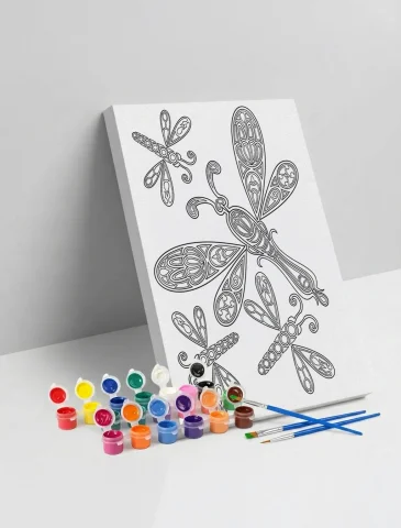 Yusufçuk Desenli Mandala Ahşap Boyama Seti 40x50 cm