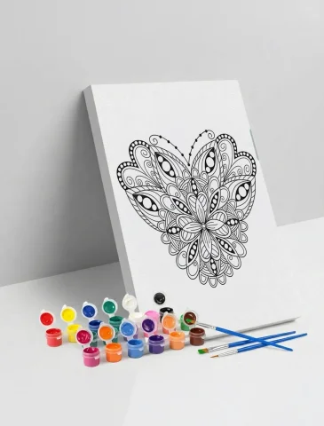 Kelebek Desenli Mandala Ahşap Boyama Seti 40x50 cm