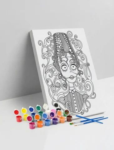 Gelin Desenli Mandala Ahşap Boyama Seti 40x50 cm