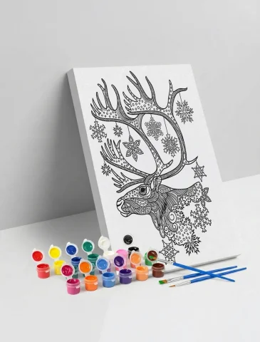 Geyik Desenli Mandala Ahşap Boyama Seti 40x50 cm
