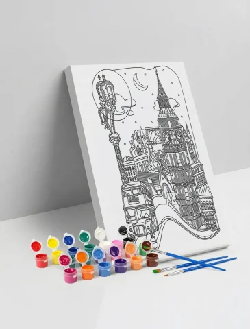 Londra Temalı Mandala Ahşap Boyama Seti 40x50 cm