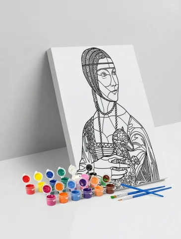 Rönesans Kadın Desenli Mandala Ahşap Boyama Seti 40x50 cm