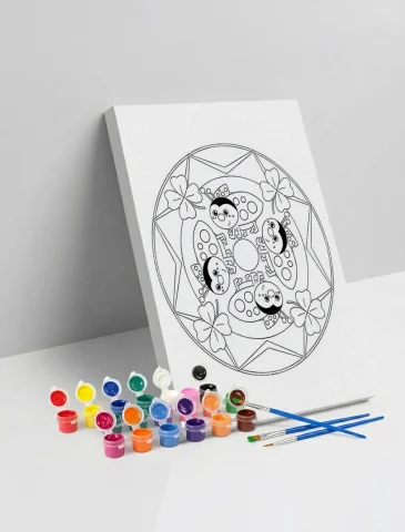 Uğur Böceği Desenli Mandala Ahşap Boyama Seti 40x50 cm