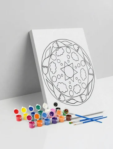 Paskalya Yumurtası Desenli Mandala Ahşap Boyama Seti 40x50 cm