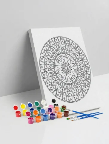 Geometrik Mandala Ahşap Boyama Seti 40x50 cm