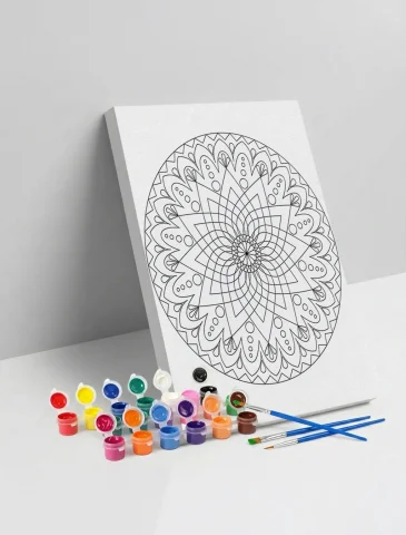 Çiçek Mandala Ahşap Boyama Seti 40x50 cm