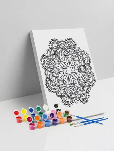 Klasik Mandala Ahşap Boyama Seti 40x50 cm