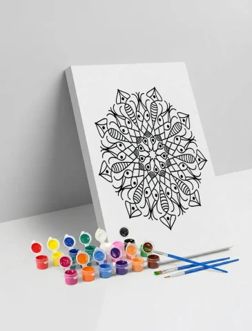 Kalem Desenli Mandala Ahşap Boyama Seti 40x50 cm