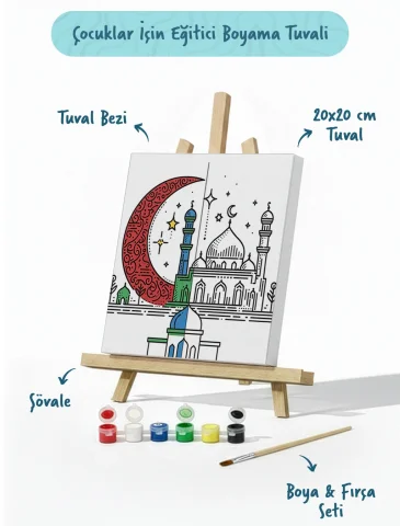 Kırmızı Hilal ve Cami Şövaleli Boya Seti 20x20