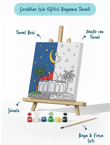Palmiyeli Cami Şövaleli Boya Seti 20x20