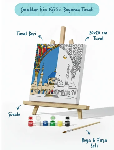 Cami Temalı Şövaleli Boya Seti 20x20