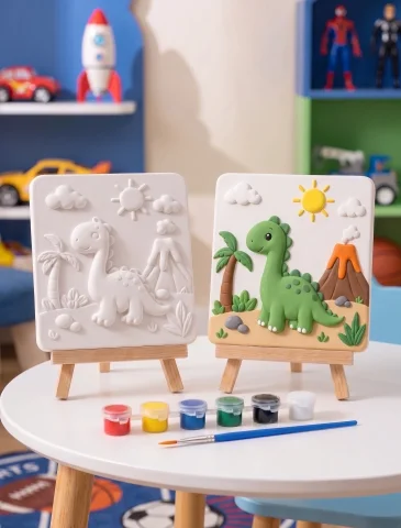 15x15 Sevimli Dinozor Taş Boyama Seti – Çocuk ve Yetişkin Hobi Kiti