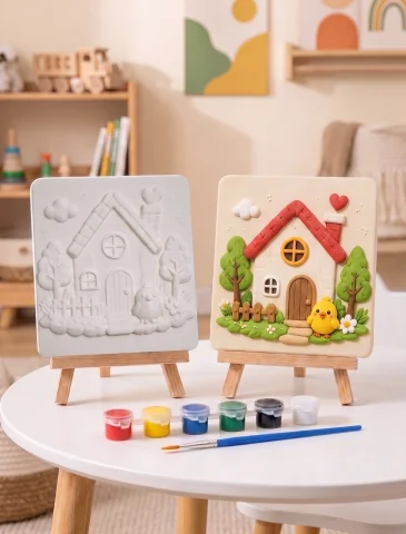 15x15 Sevimli Ev Taş Boyama Seti – Çocuk ve Yetişkin Hobi Kiti