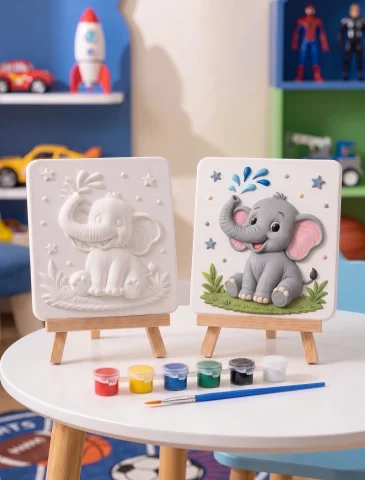 15x15 Sevimli Fil Taş Boyama Seti – Çocuk ve Yetişkin Hobi Kiti