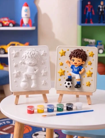 15x15 Futbolcu Çocuk Taş Boyama Seti – Çocuk ve Yetişkin Hobi Kiti