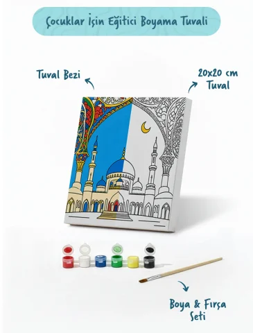 Cami Temalı Şövalesiz Boya Seti 20x20