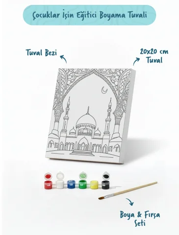 Cami Temalı Şövalesiz Boya Seti 20x20