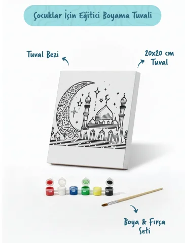 Kırmızı Hilal ve Cami Şövalesiz Boya Seti 20x20