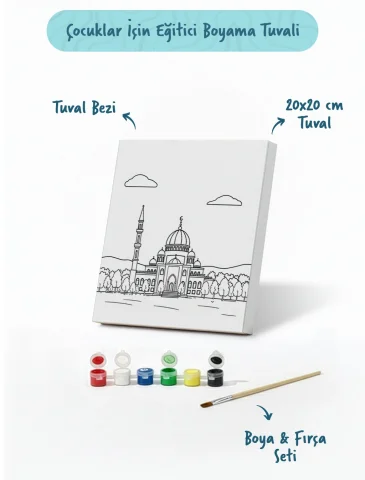 Kırmızı Kubbeli Cami Şövalesiz Boya Seti 20x20