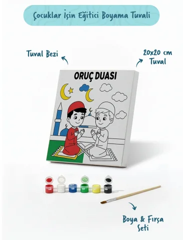 Oruç Duası Çocuklar İçin Eğitici Boyama Tuvali (Şövalesiz)
