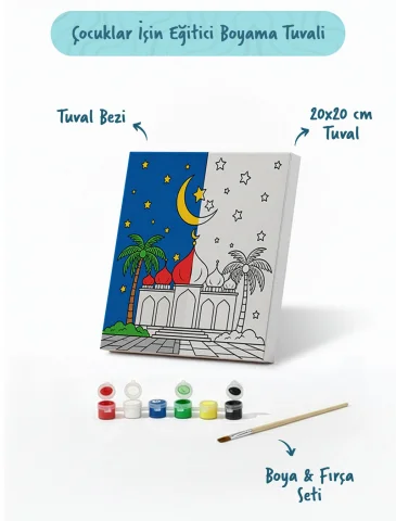 Palmiyeli Cami Şövalesiz Boya Seti 20x20