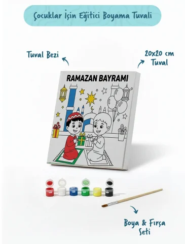 Ramazan Bayramı Çocuklar İçin Eğitici Boyama Tuvali (Şövalesiz)