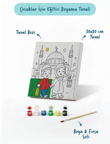 Ramazan Eğitici Boyama Seti Camii Önünde Fenerli Çocuklar (Şövalesiz)