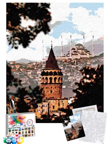 Sayılarla Boyama Seti 40 x 50 cm Tuval Şasesine Gerili İstanbul Güzelleri