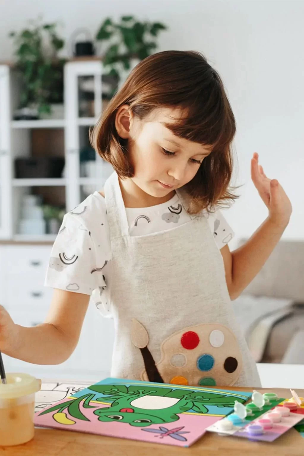 Renklerle Çocuk Boyama Hobi Setleri 20 x 20 cm Tuvale Şasesine Gerili Deniz Kızı ve Unicorn