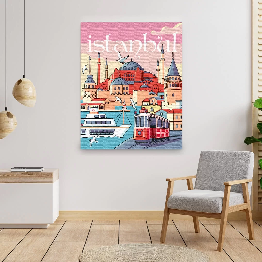 Sayılarla Boyama Seti 40 x 50 cm Tuval Şasesine Gerili İstanbul