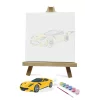 Renklerle Çocuk Boyama Hobi Setleri 20 x 20 cm Tuvale Şasesine Gerili Sarı Araba
