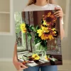 Sayılarla Boyama Seti 40 x 50 cm Tuval Şasesine Gerili Günebakan Ayçiçek