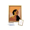Sayılarla Minimalist Ahşap Çerçeveli Tablo Setleri 21 x 27 cm Tuval Şasesine Gerili Kadın Portresi