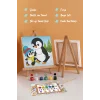 Penguen Temalı Çocuk Boyama Tuvali – Şövaleli Eğitici Boyama Seti 20x20 cm
