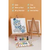 Bere ve Atkılı Sevimli Kedi Temalı Çocuk Boyama Tuvali – Şövaleli Eğitici Boyama Seti 20x20 cm