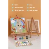 Gökkuşağı ve Tavşan Temalı Çocuk Boyama Tuvali – Şövaleli Eğitici Boyama Seti 20x20 cm