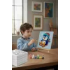 Kızaklı Penguen Temalı Çocuk Boyama Tuvali – Şövaleli Eğitici Boyama Seti 20x20 cm